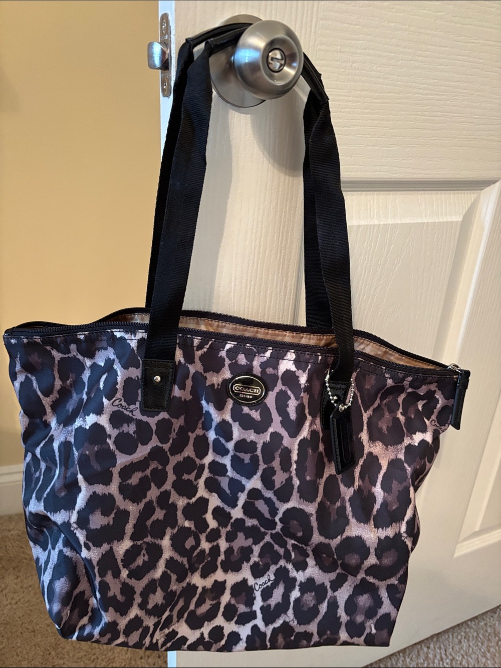 Coach Leopard-Print Nylon Bag